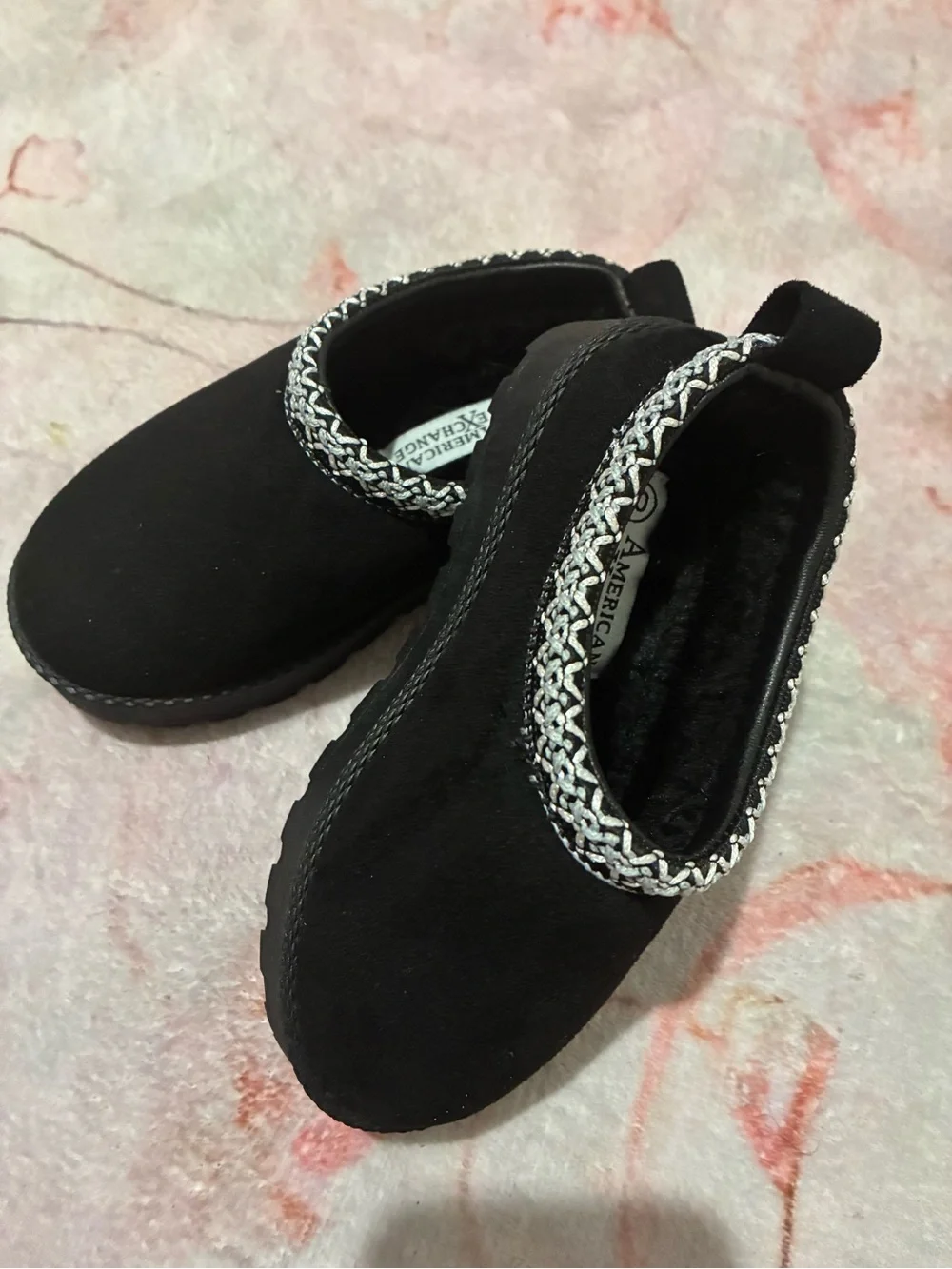 American Exchange Black Kids Slip-On Shoes with Silver Trim